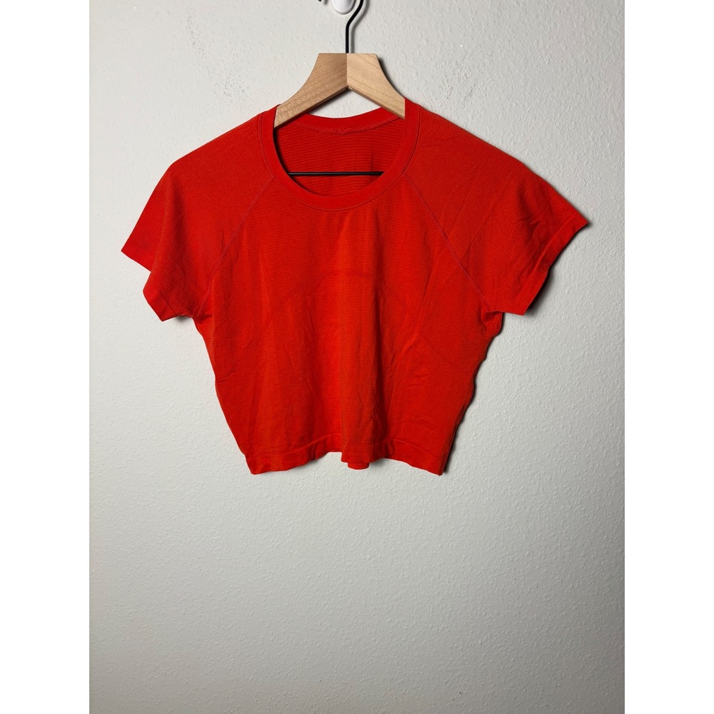 ☀️ Lululemon Swiftly Tech Cropped Short-Sleeve Shirt 2.0 Red Orange Size 12